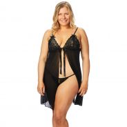 NORTIE Gro Sort Blonde Babydoll Sæt Plus Size