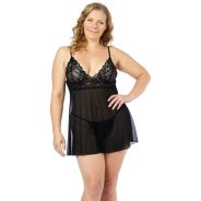 NORTIE Basil Sort Babydoll Sæt Plus Size