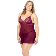 NORTIE Basil Bordeaux Babydoll Sæt Plus Size