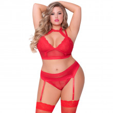 Seven til Midnight Halterneck BH Sæt Plus Size Rød  1
