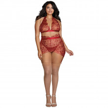 Dreamgirl Delicate Floral BH Sæt Plus Size produkt på model 1