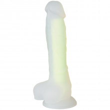 Baseks Glow in the Dark Gul Dildo 21,5 cm Produktbillede 1