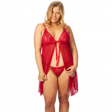 NORTIE Gro Rød Blonde Babydoll Sæt Plus Size