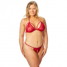 NORTIE Friia Rød BH og Bundløs G-Streng Sæt Plus Size