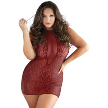 Allure Diva Rayna Rød Leopard Teddy med Snøre Plus Size