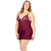 NORTIE Basil Bordeaux Babydoll Sæt Plus Size
