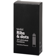Sinful Ribs & Dots Kondomer 10 stk. Produktbillede 1