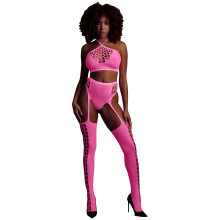 Ouch! Glow in The Dark Neon Pink Crop Top og Strømper Produktbillede 1