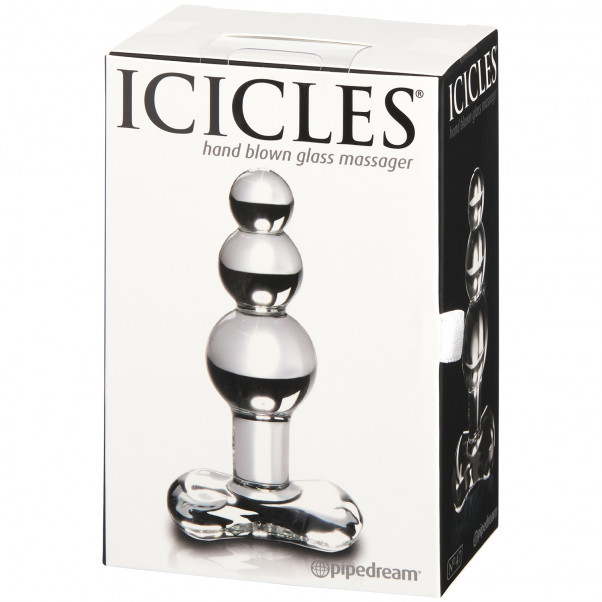 Icicles No 47 Glas Buttplug Med Kugler billede af emballagen 90