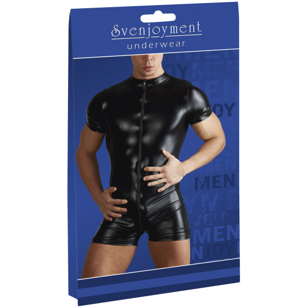 Svenjoyment Wetlook Playsuit med Lynlås  4