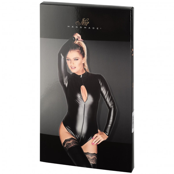 Noir Monarch Powerwetlook Bodystocking med Lynlås 90