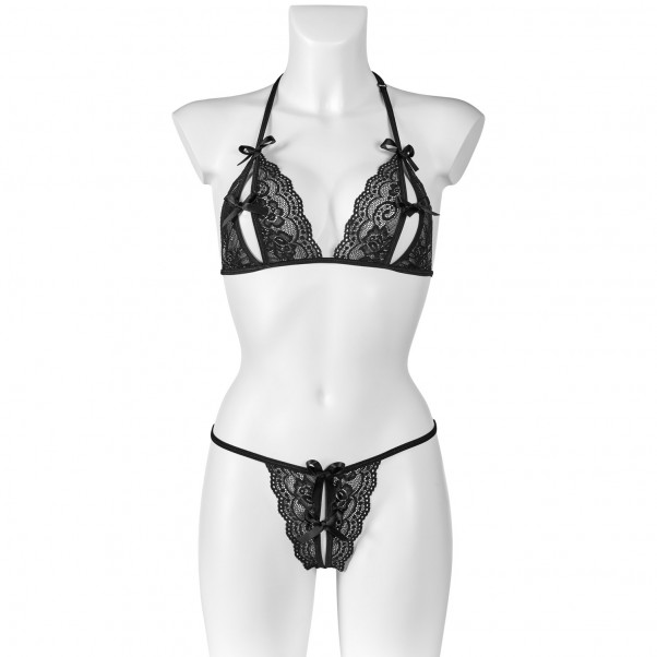 Nortie Idun Blonde Peekaboo BH og Bundløs G-Streng Sæt For
