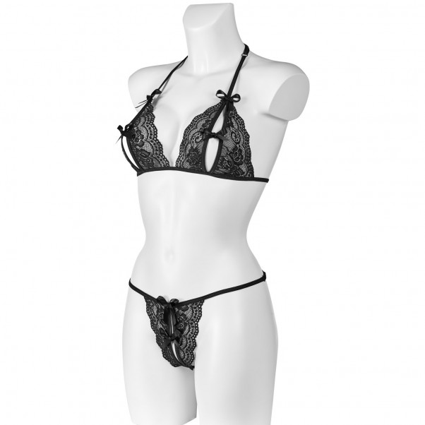 Nortie Idun Blonde Peekaboo BH og Bundløs G-Streng Sæt Side