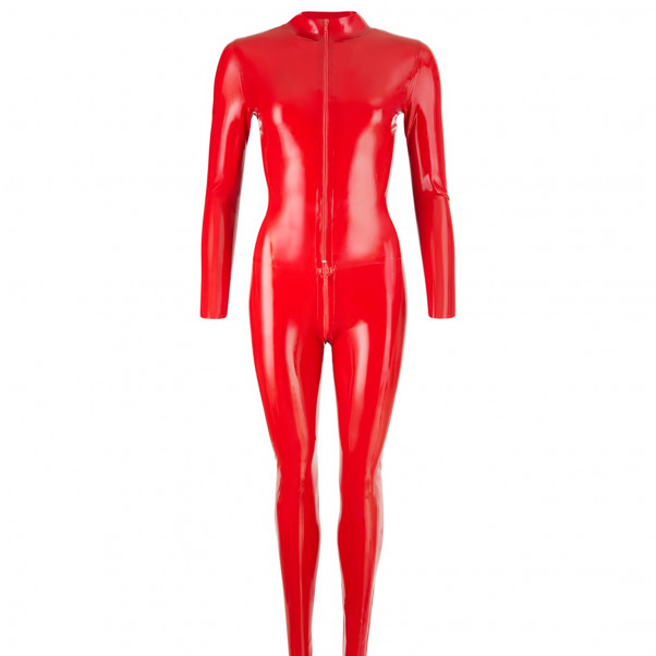 Late X Latex Catsuit med Lange Ærmer Rød  3