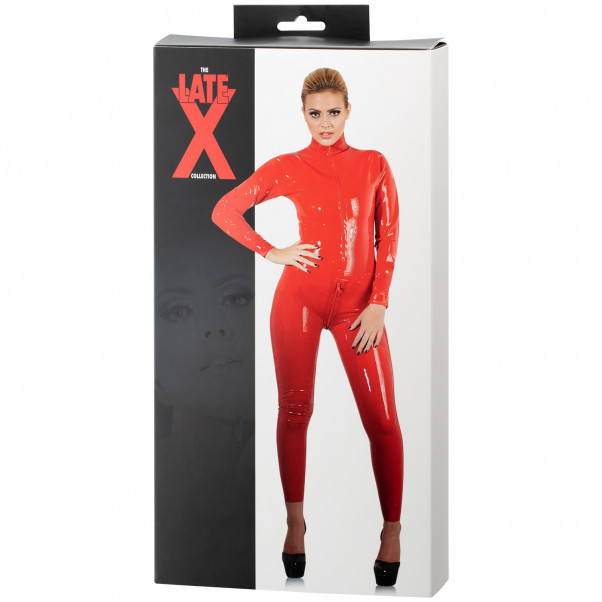 Late X Latex Catsuit med Lange Ærmer Rød  100