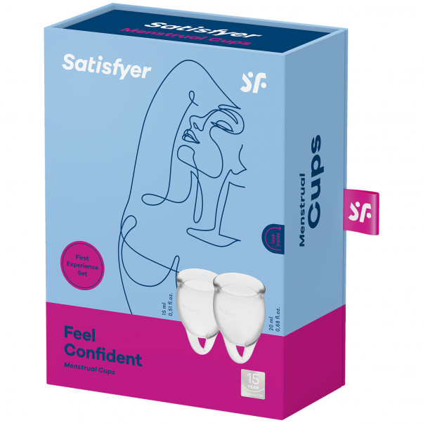 Satisfyer Feel Confident Menstruationskop Clear 2 pak billede af emballagen 100