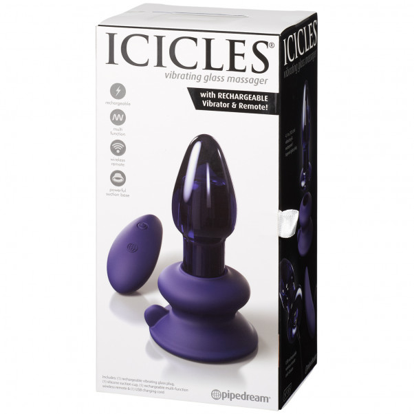 Icicles No 85 Vibrerende Glas Butt Plug billede af emballagen 90