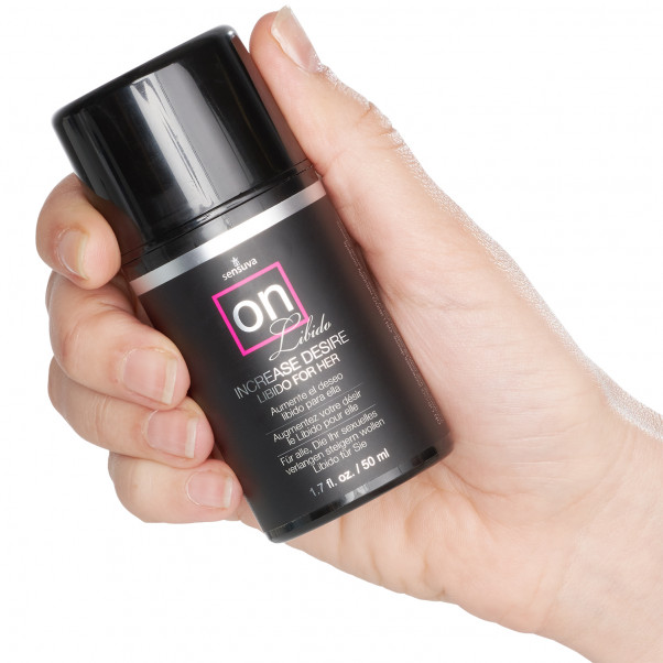 Sensuva On Libido for Her 50 ml Produktbillede med hånd 51