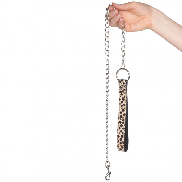 Baseks Leopard Halsbånd med Kæde Produktbillede med hånd 50