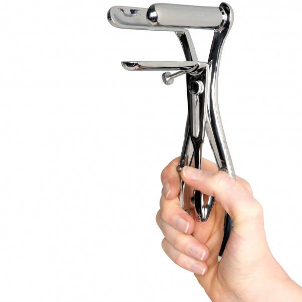Master Series Steel Anal Speculum Produktbillede med hånd 51
