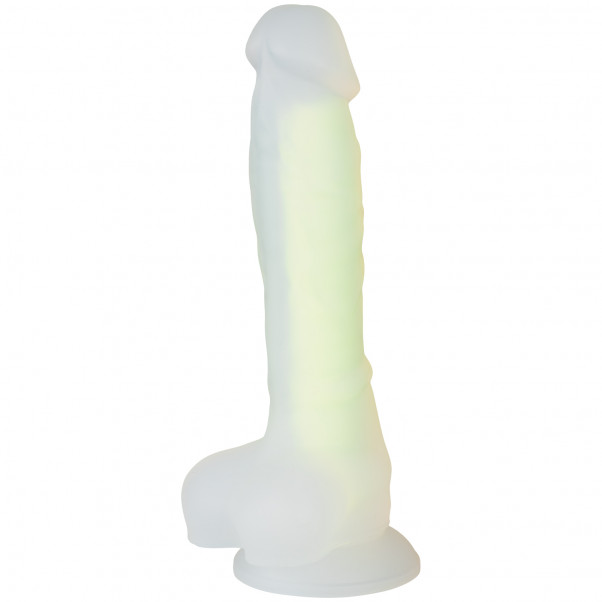 Baseks Glow in the Dark Gul Dildo 21,5 cm Produktbillede 1