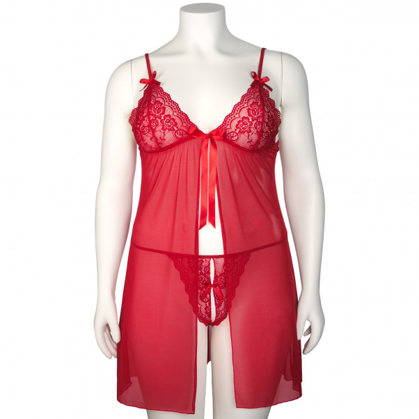 Nortie Gro Rød Blonde Babydoll Sæt Plus Size Produktbillede 6