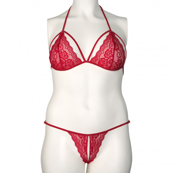 Nortie Friia Rød BH og Bundløs G-Streng Sæt Plus Size Produktbillede 1