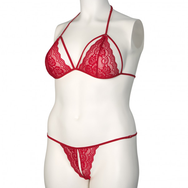 Nortie Friia Rød BH og Bundløs G-Streng Sæt Plus Size Produktbillede 7