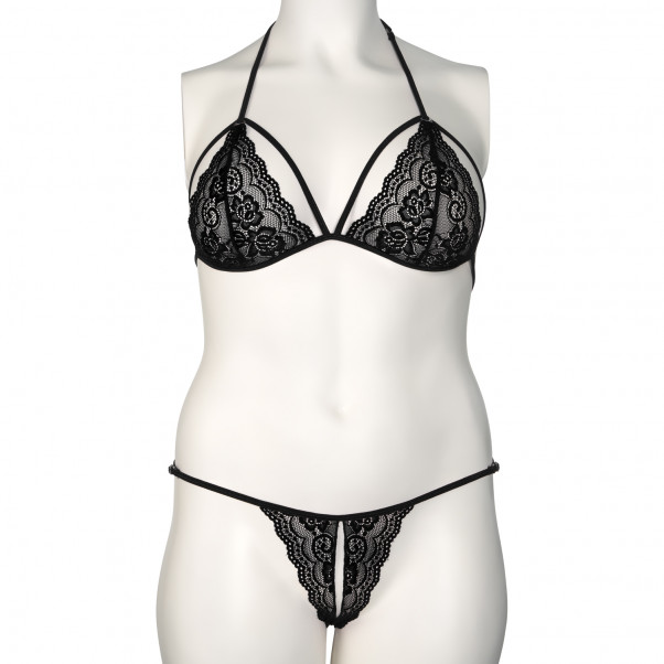Nortie Friia Black Trekants BH og Bundløs G-Streng Sæt Plus Size Produktbillede 6