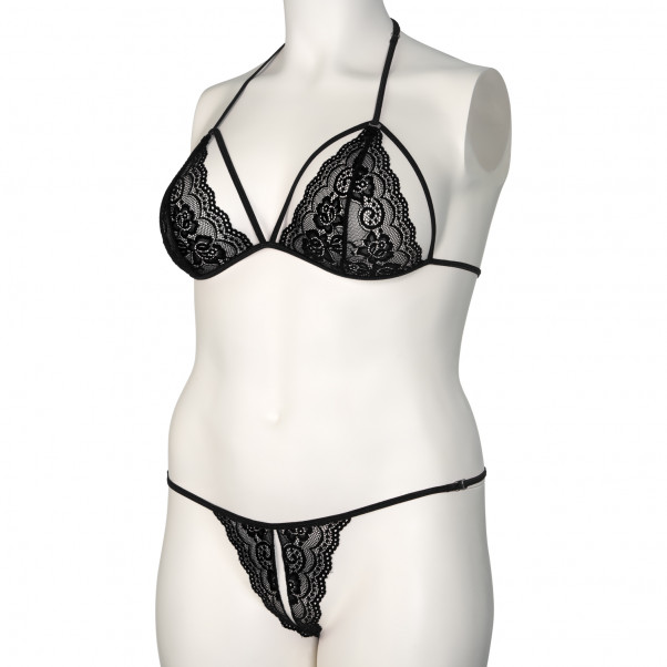 Nortie Friia Black Trekants BH og Bundløs G-Streng Sæt Plus Size Produktbillede 7