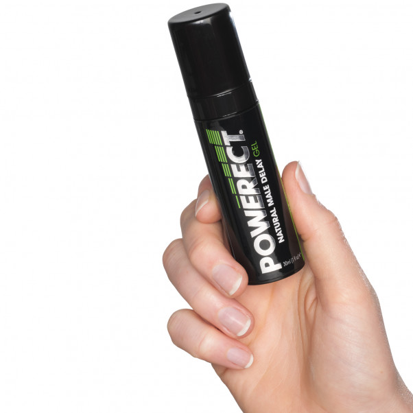 Powerect Natural Delay Gel 30 ml Produktbillede med hånd 50