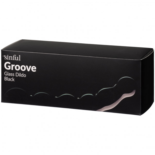 Sinful Black Groove Glas Dildo 17 cm Emballagebillede 90
