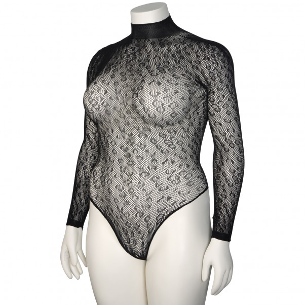 Nortie Oda Sort Leopard Bundløs Bodystocking Plus Size Produktbillede 7