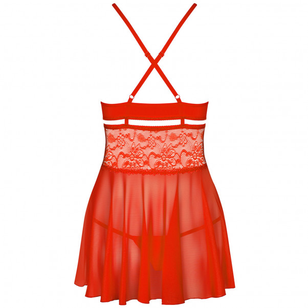 Obsessive Rød Mesh Babydoll Sæt Produktbillede 4