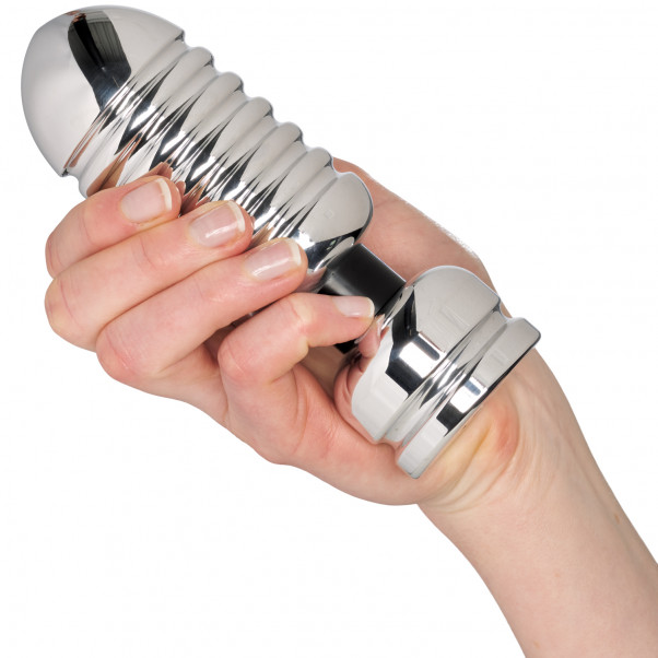 E-stim Deviant Elektrode Butt Plug Large Produktbillede med hånd 50