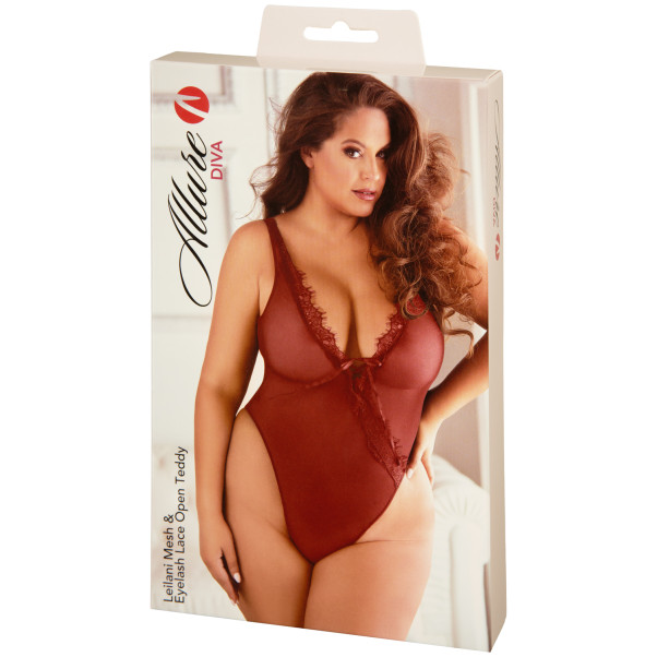 Allure Diva Leilani Rød Mesh & Blonde Åben Teddy Plus Size Emballagebillede 90