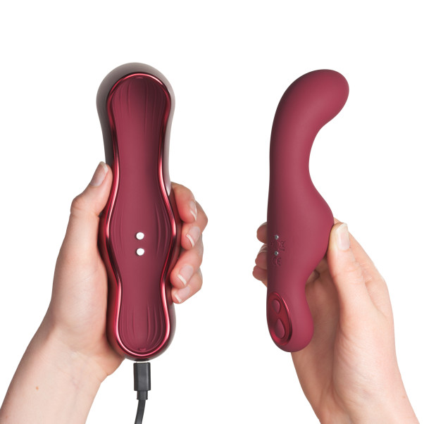 Rocks Off Ruby Glow Blush Fjernbetjent Vibrator Produktbillede med hånd 51