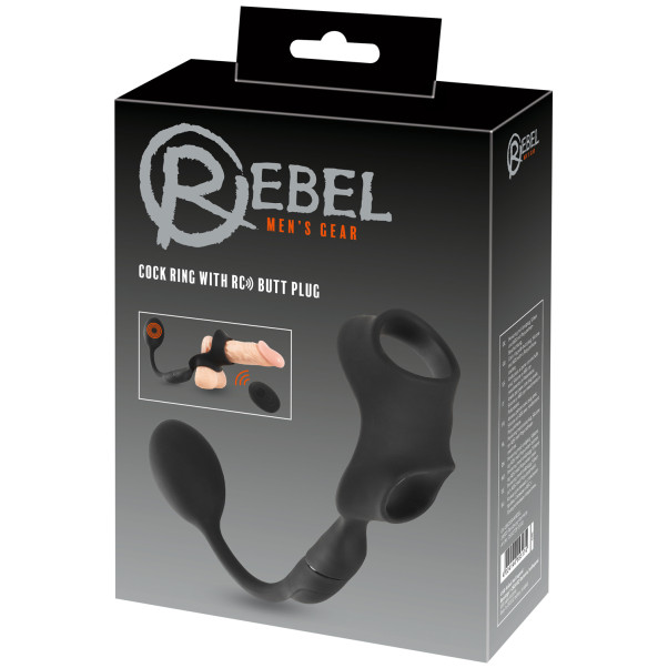 Rebel Men's Gear Penisring med Fjernbetjent Butt Plug Emballagebillede 90