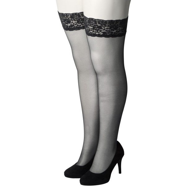 NORTIE Sage Selvsiddende Strømper med Blondekant og Søm Plus Size Produktbillede 5