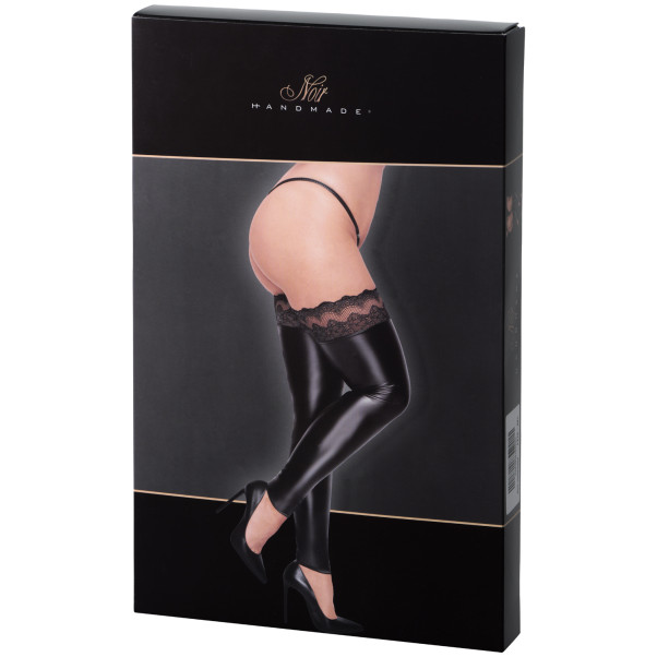 Noir Handmade Superstar Selvsiddende Strømper med Blondekant Plus Size Emballagebillede 90