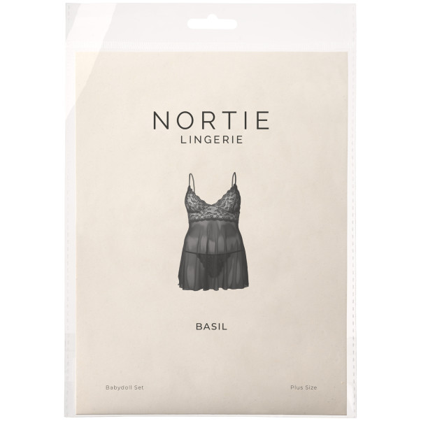 NORTIE Basil Sort Babydoll Sæt Plus Size Emballagebillede 90