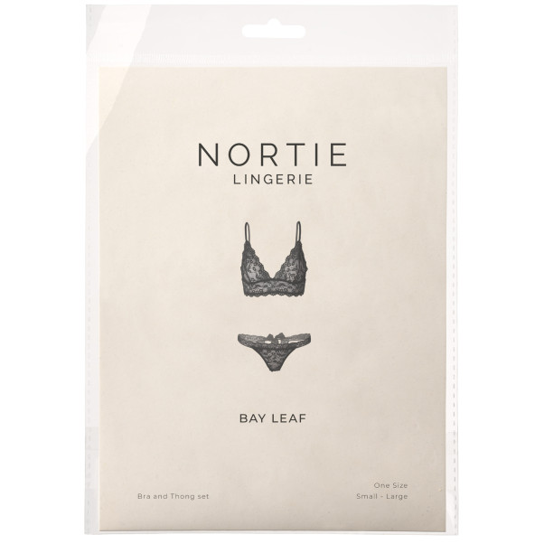 NORTIE Bay Leaf Sort Bh og G-streng Sæt Emballagebillede 90