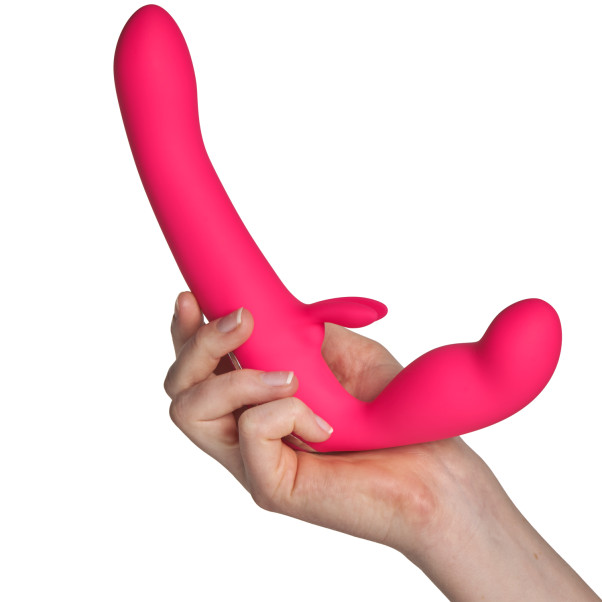 Happy Rabbit Strapless Strap-on Rabbit Vibrator Produktbillede med hånd 50