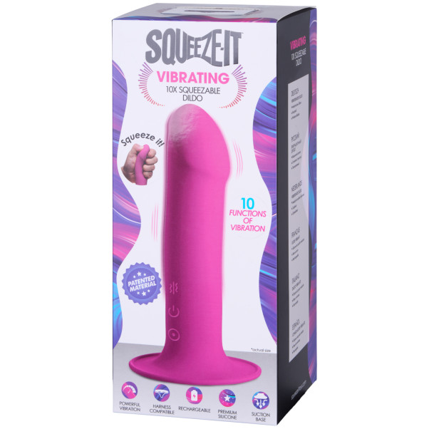 Squeeze-It Squeezable Vibrerende Pink Dildo 17,5 cm Emballagebillede 90