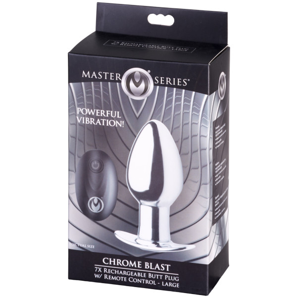 Master Series Chrome Blast Stor Fjernbetjent Butt Plug Emballagebillede 90