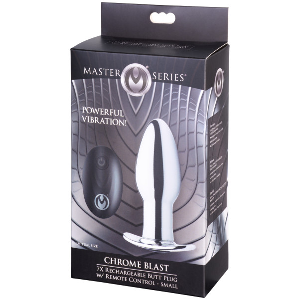 Master Series Chrome Blast Fjernbetjent Butt Plug Small Emballagebillede 90