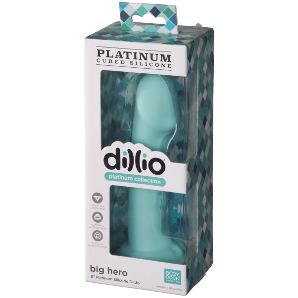 Dillio Platinum Big Hero Turkis Dildo med Sugekop 17,2 cm Emballagebillede 90
