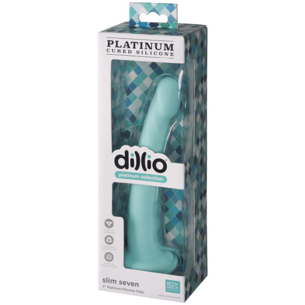 Dillio Platinum Slim Seven Turkis Dildo med Sugekop 21 cm Emballagebillede 90