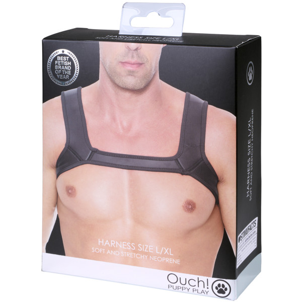 Ouch! Puppy Play Sort Harness til Brystet i Neopren Emballagebillede 90