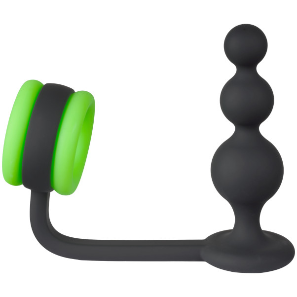 Ouch! Glow in the Dark Beaded Butt Plug med Penisring Produktbillede 2